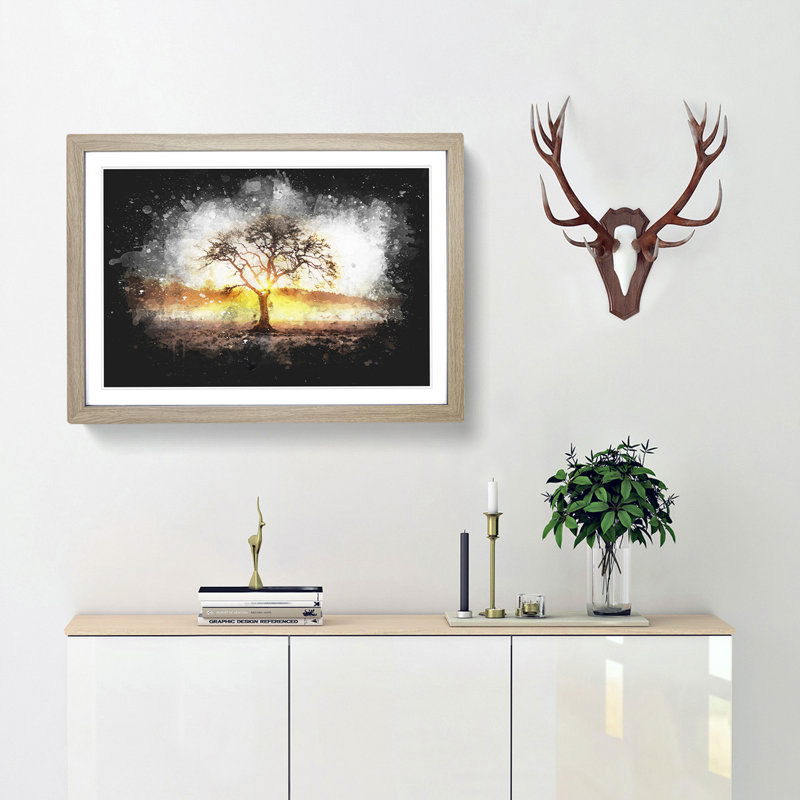 Sunlight Through the Oak Tree - Picture Frame Graphic Art Print, 24cm H x 33cm W x 2cm D, Oak Framed