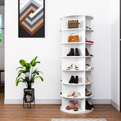 Range-chaussures rotatif à 7 niveaux - Blanc
