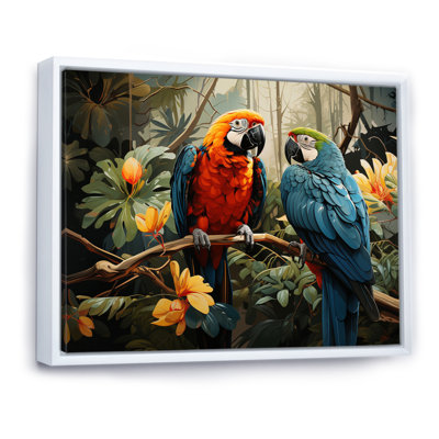 «Tropical Parrot Plumage I», art mural grand perroquet