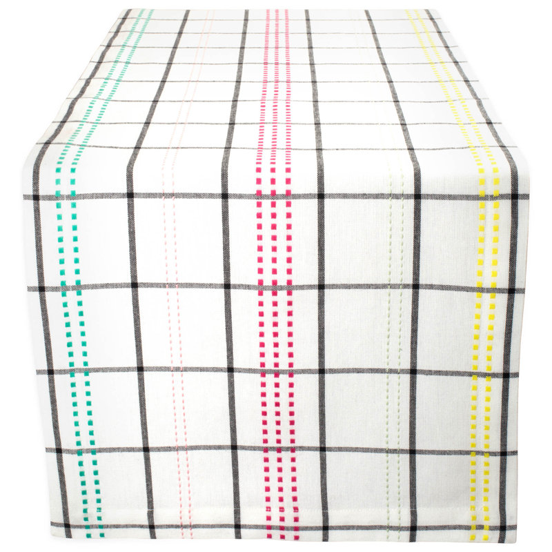 Wade Color Pop Plaid Table Runner, 108" L x 14" W