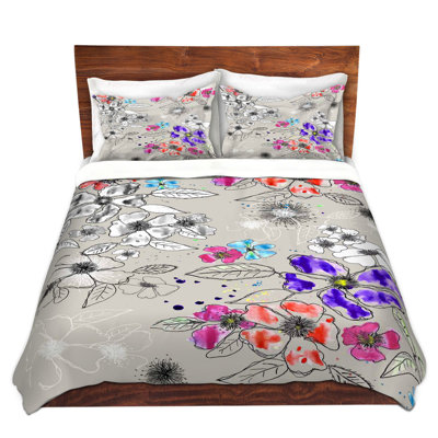 Ensemble de housse de couette tiré fleur