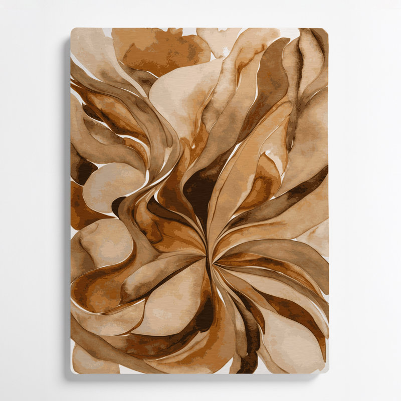 Abstrait aquarelle 10, art mural en métal brun, H 11 po x l 14 po