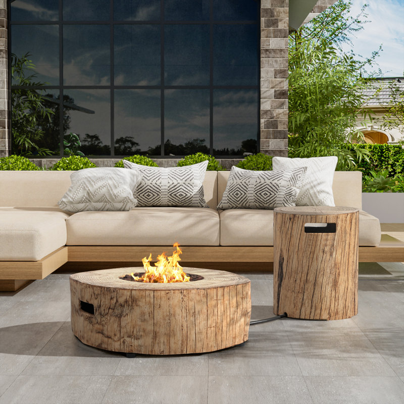 Kairo Outdoor 30,000 BTU MGO Propane Fire Pit With Tank Holder, Brown