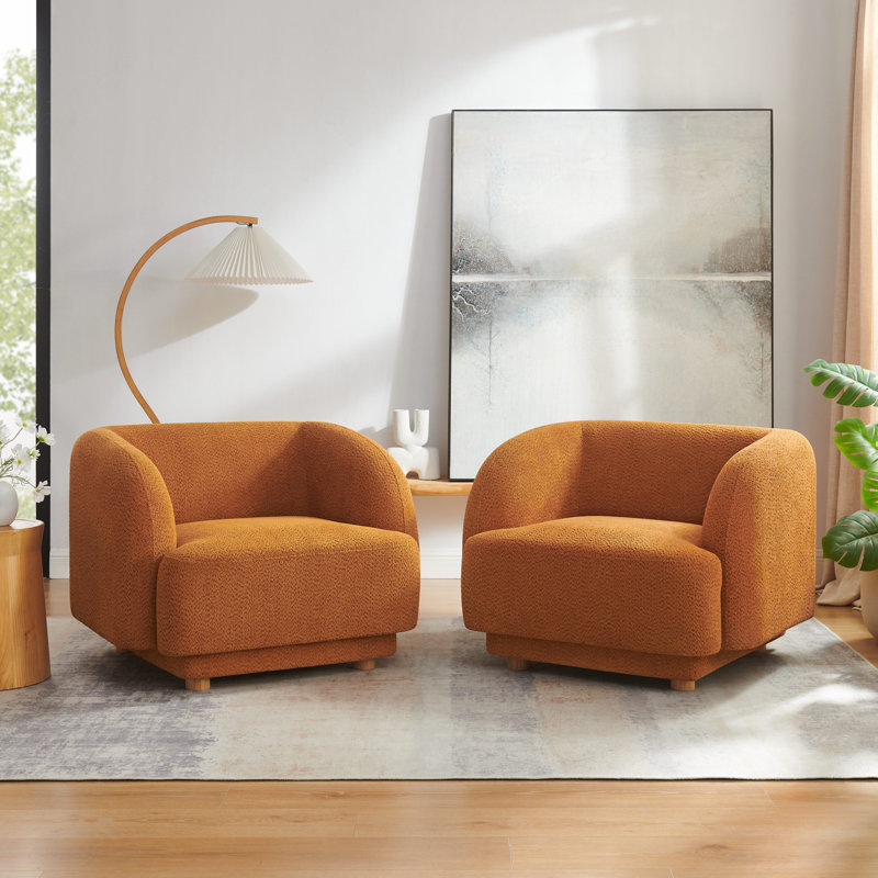 Chaise avec accoudoirs rembourrée 37 pouces avec pieds en bois (ensemble de 2), Gris