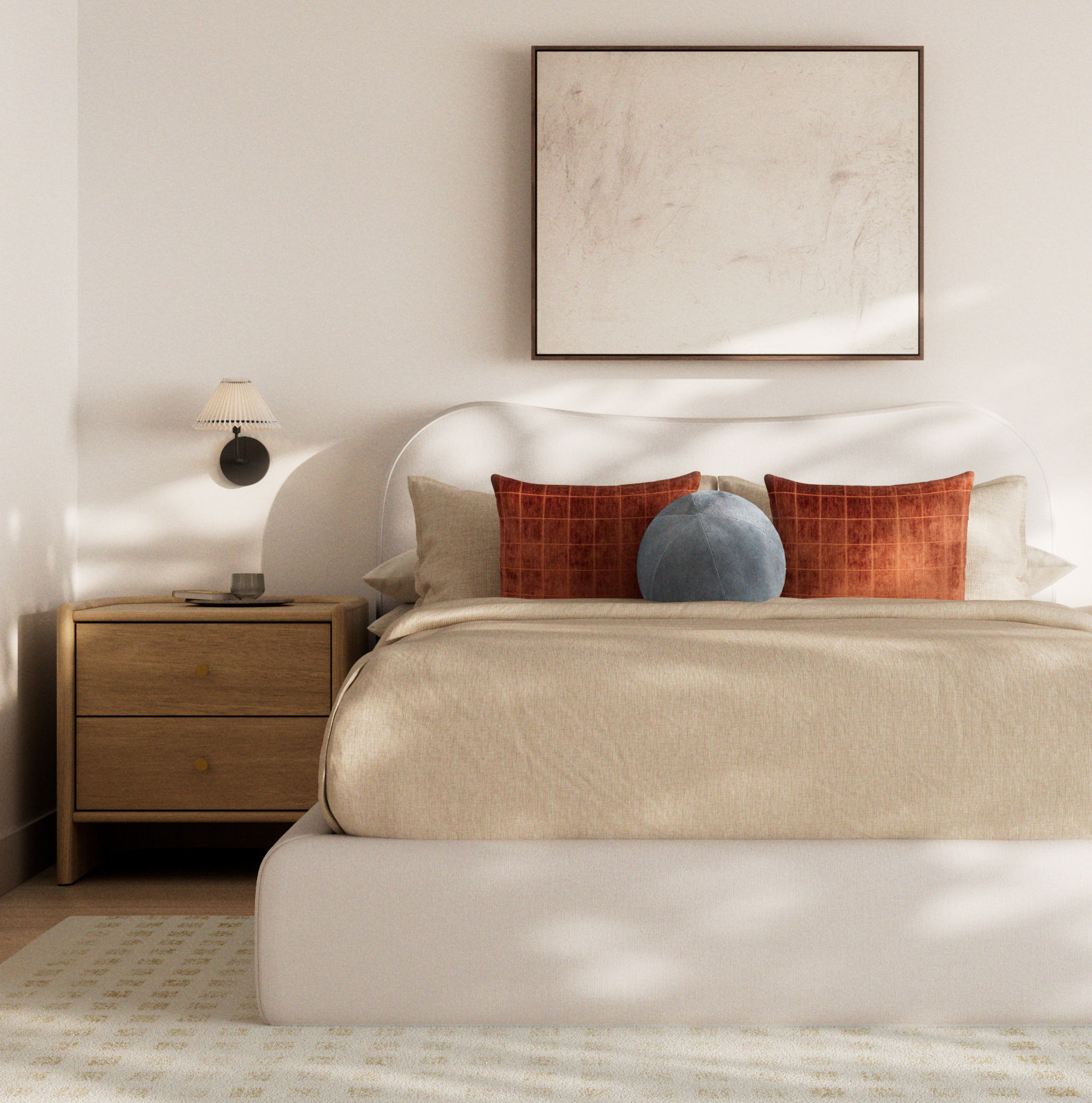 Elena Upholstered Bed In Vanilla Linen, California King