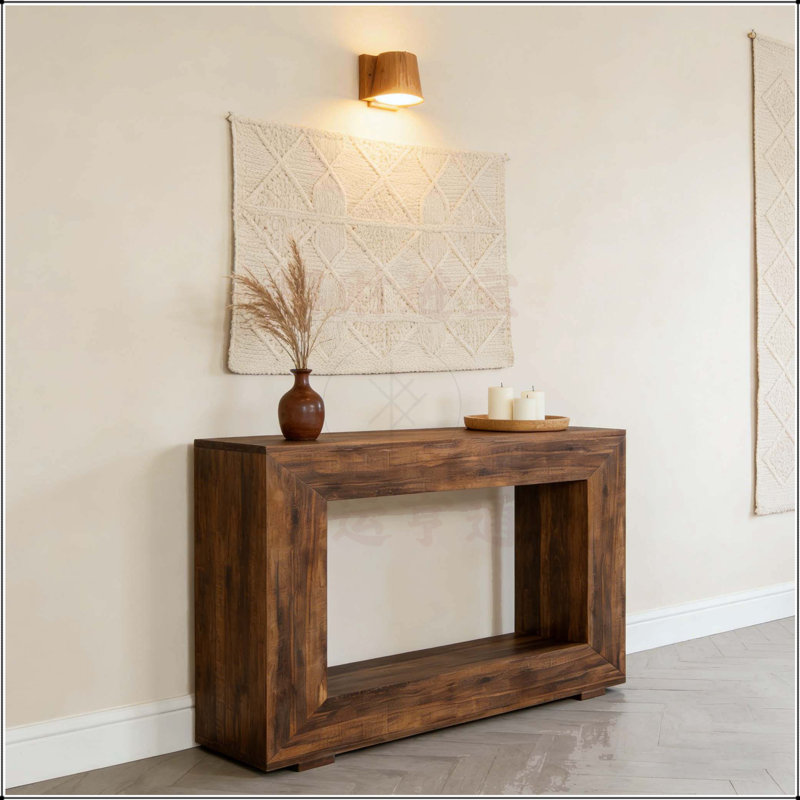 Console 47 po en bois, canapé long en bois étroit pour une décoration et un rangement polyvalents