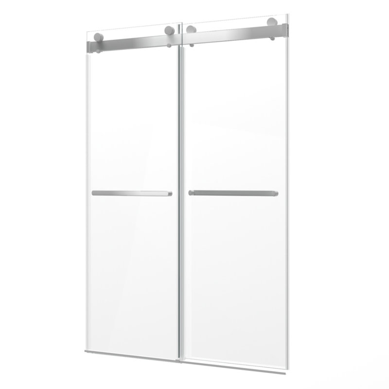 Double Sliding Soft-close Shower Door Tempered Glass Frameless Design For Modern Bathroom Elegance