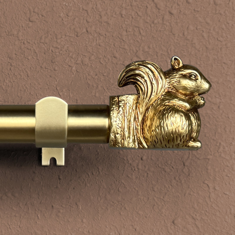 Tringle à rideaux double charmante écureuil - tringle double ajustable robuste de 1,125 po avec finition dorée, 72-144