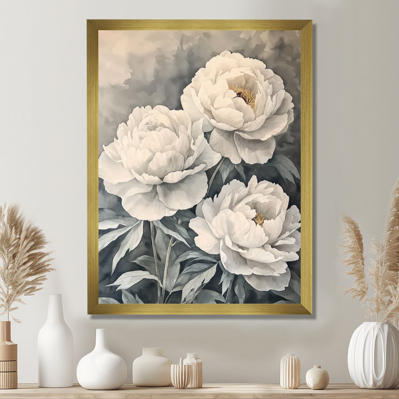 Ballindam - Floral Wall Decor, H 32 po x l 16 po, Reproduction encadrée sans passe-partout, Doré