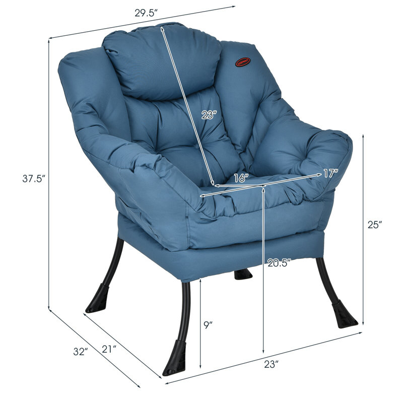 Fauteuil capitonné Irvona 74,93 cm, Polyester bleu marine clair