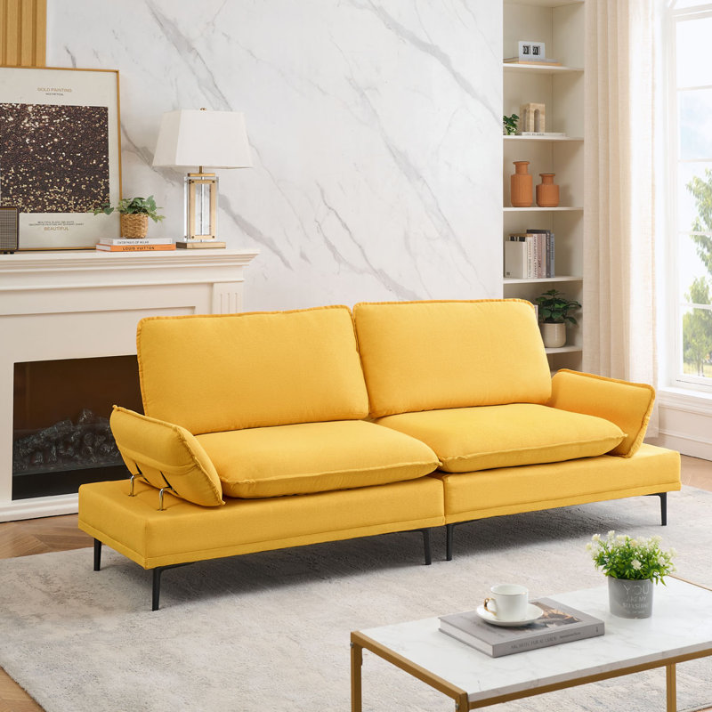 Canapé 90,55 po, Mélange de polyester jaune