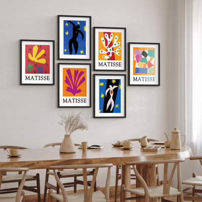 Ensemble de galerie d'art encadré, impression de collage, illustrations abstraites de formes et de formes décoratives modernes colorées pour le salon, la chambre à coucher, le bureau