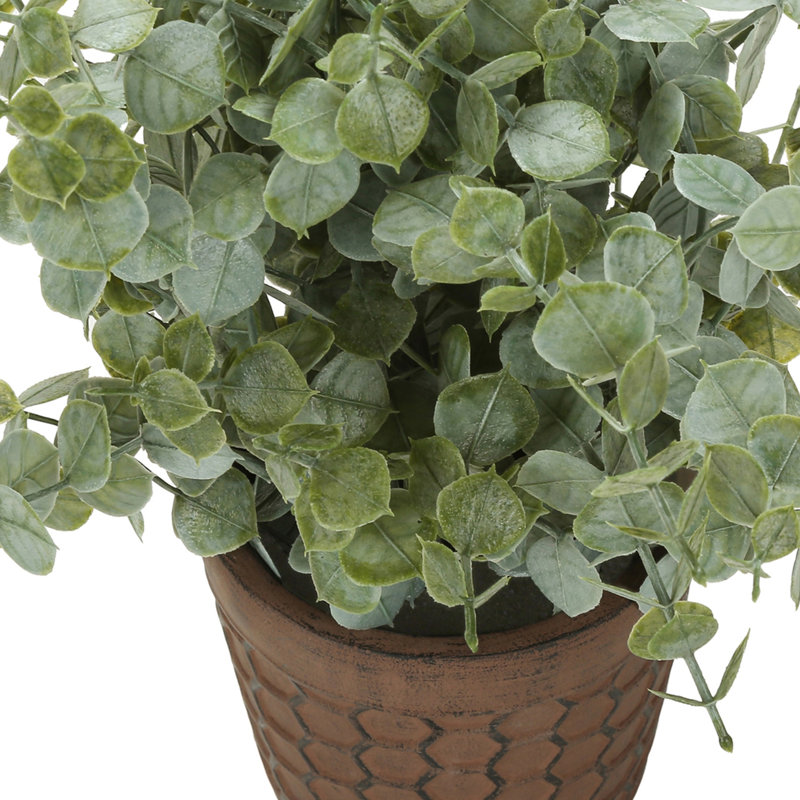 Ensemble de 2 plantes artificielles d'eucalyptus, 33 cm de hauteur, en pot, décoration de table intérieure avec pots bruns