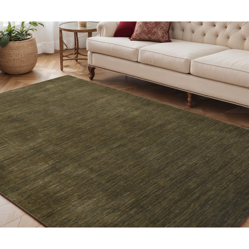 Tapis brun en laine tissé à la main 5 pi x 8 pi