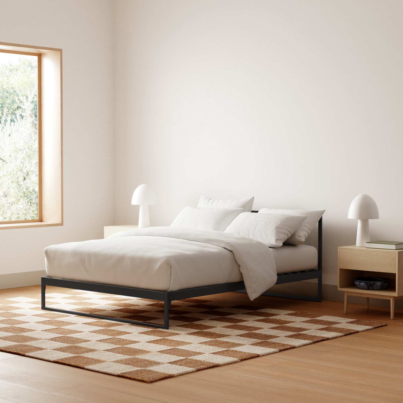 Aston Open-Frame Platform Bed, Black, Queen