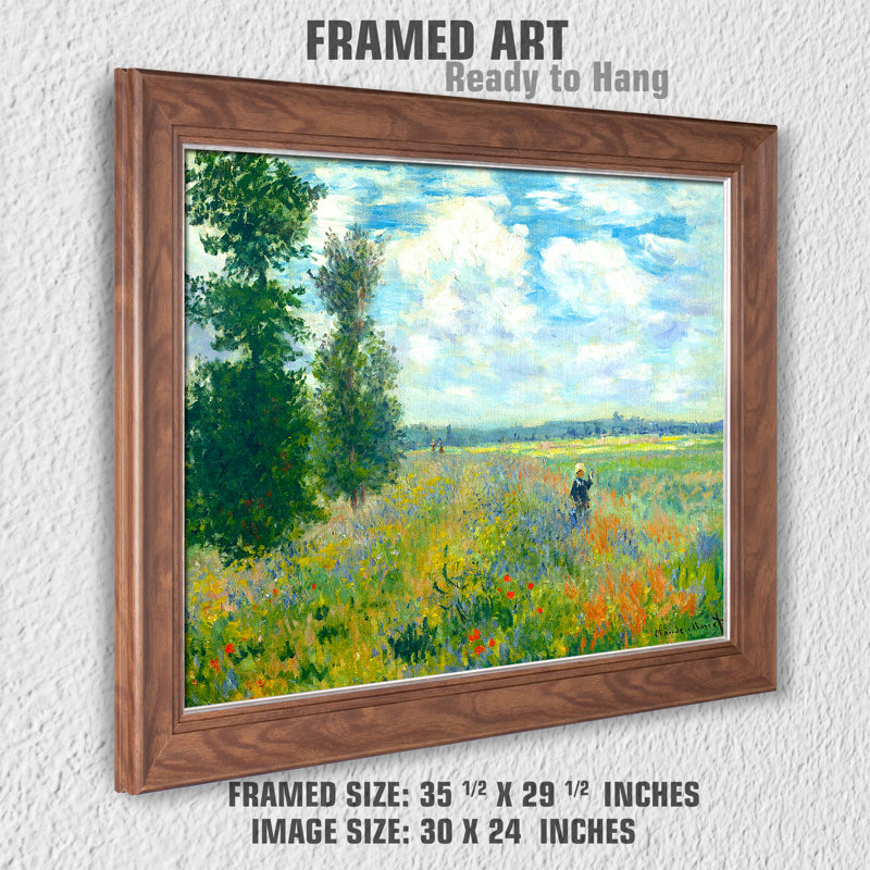 «Monet Collection Poppy Fields Near Argenteuil» par Claude Monet, reproduction sur toile, H 35,5 po x l 29,5 po x P 0,75 po