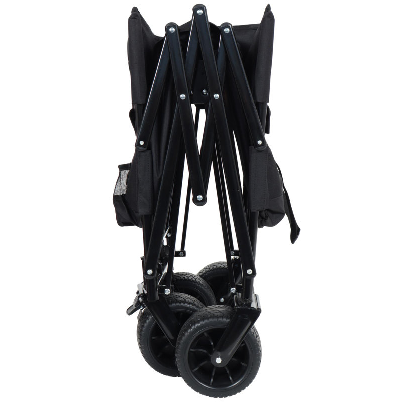 Chariot de chariot pliant convertible 3-en-1 avec banc et rangement - Chariot utilitaire robuste de 500 lb, Noir