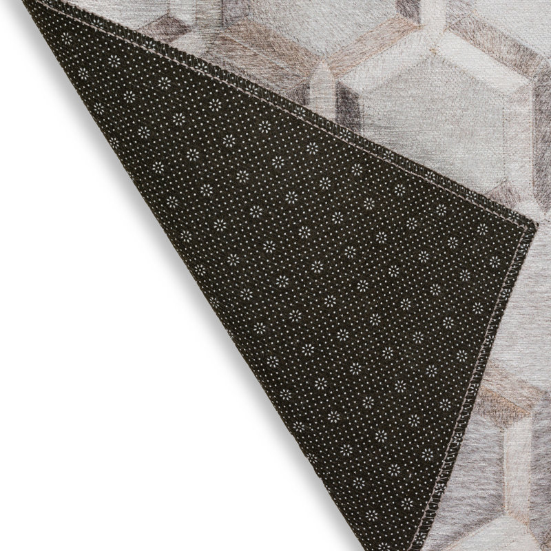 Mosaic Faux Leather Gray  3'' X 5'' Area Rug, Rectangle 3' x 5'