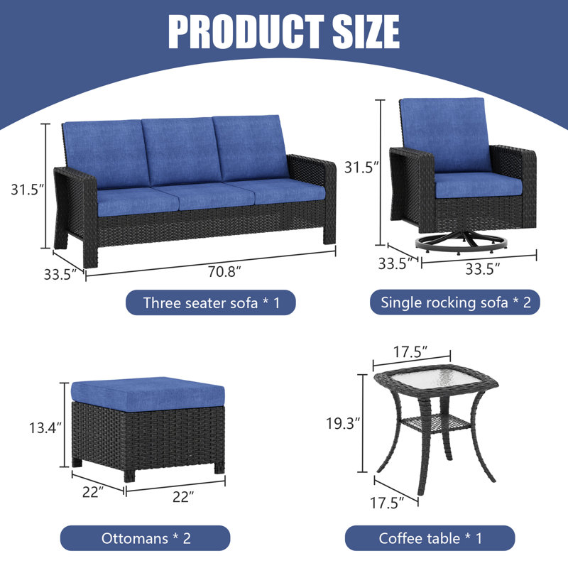 Tojuana Wicker 5 - Person Patio Conversation Set with Cushions