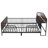 Black Full Metal Bed With LED Lighting And Velvet Headboard Shelf-1388369166-1388369167