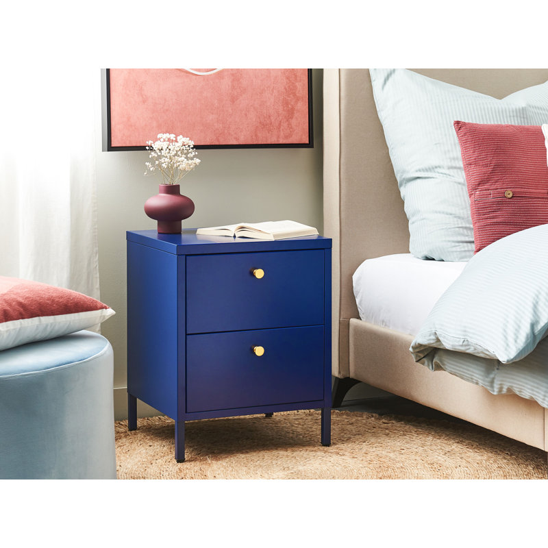 Capsicum 43cm W Steel Bedside Table, Blue