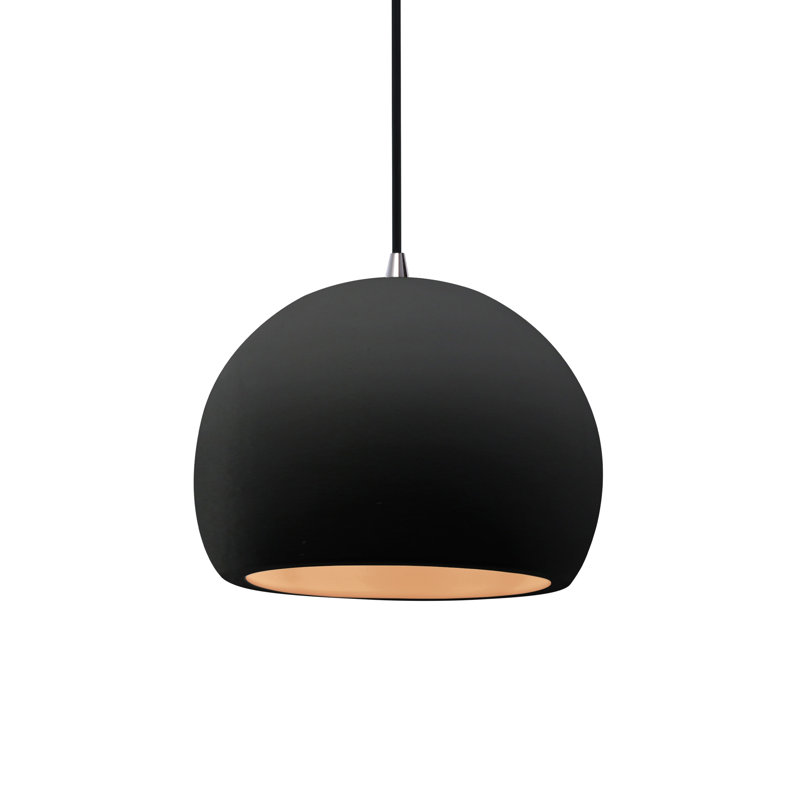Luminaire suspendu à 1 lumière Aschwin, H 6 po x l 7 po x P 7 po, Noir carbone mat / or champagne, Nickel brossé