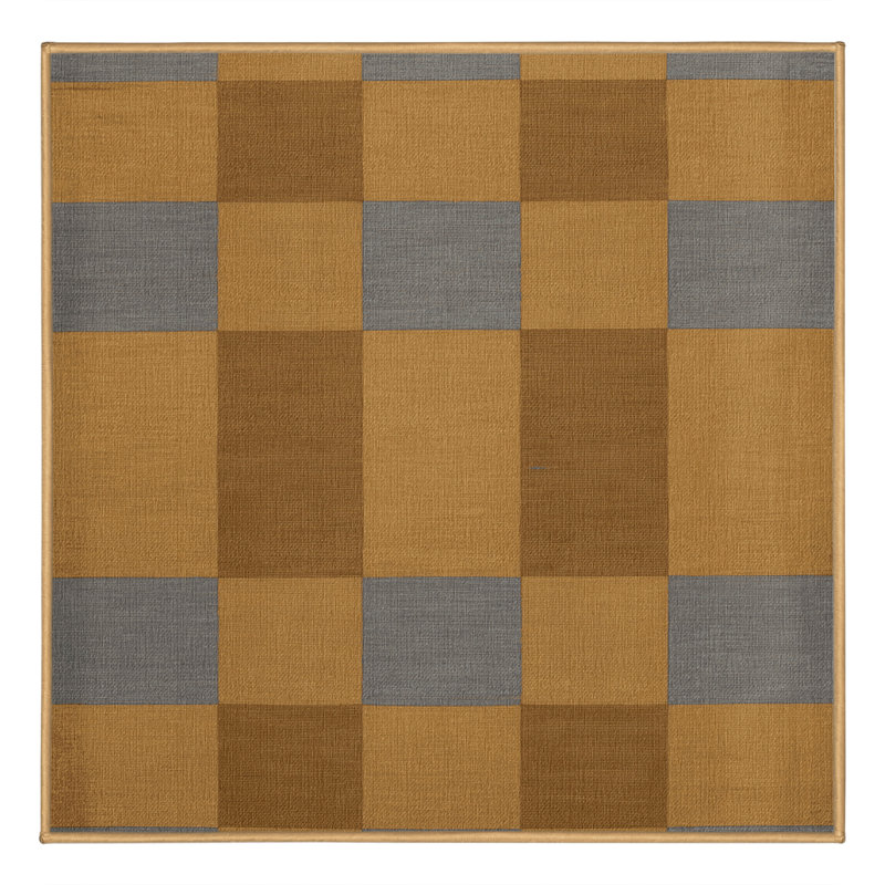 Machine Washable Checkered Brown Area Rug, Square 3'