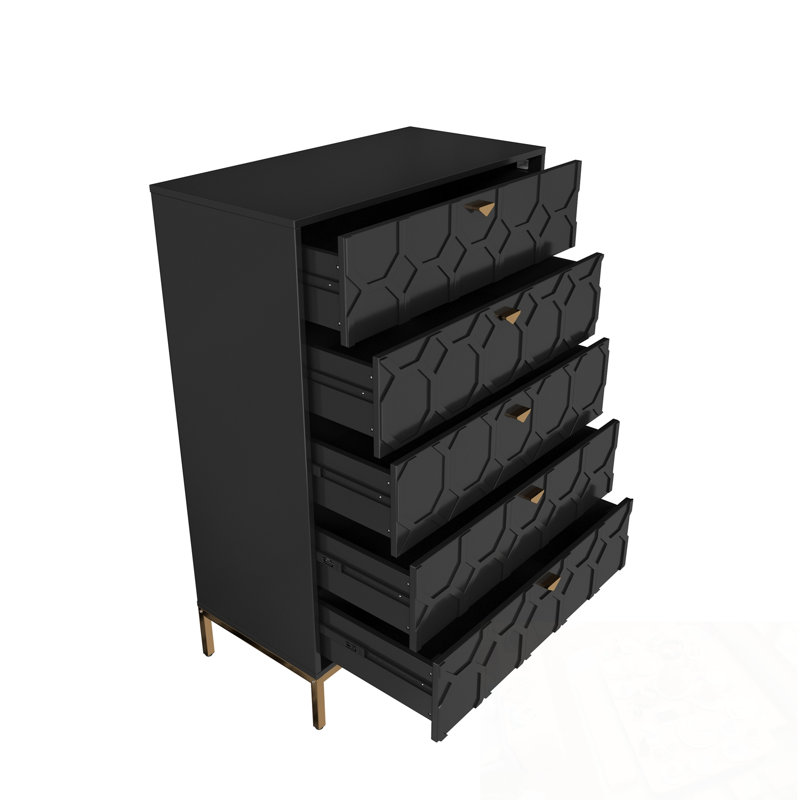 Commodes décoratives avec 5 tiroirs et poignées en métal