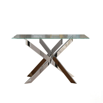 Table basse moderne en verre trempé minimaliste, pieds en métal durables, design transparent pour les petits espaces, le salon et la salle à manger