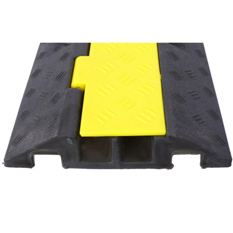 Cable Protector Ramp, 2 Channels Speed Bump Hump, Rubber Modular Speed Bump Rated 11000 LBS Load Capacity, Protective Wire Cord Ramp Driveway Rubber Traffic Speed Bumps Cable Protector,3 Packs