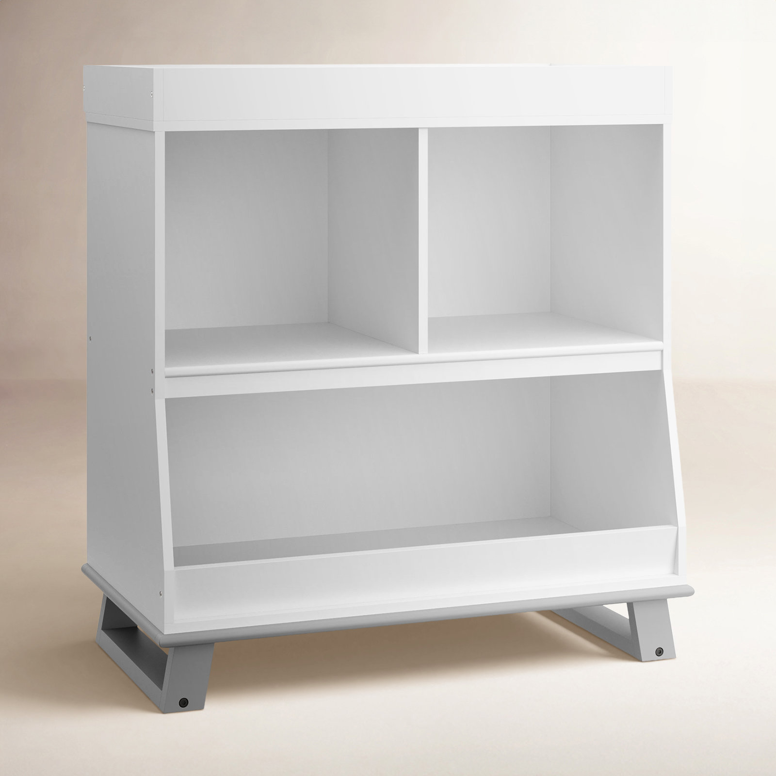 Modern Changing Table, White/Pebble Gray