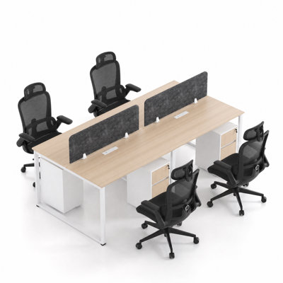 Ensemble de bureau pour 4 personnes Okeysen avec 4 chaises certifiées BIFMA et 4 classeurs