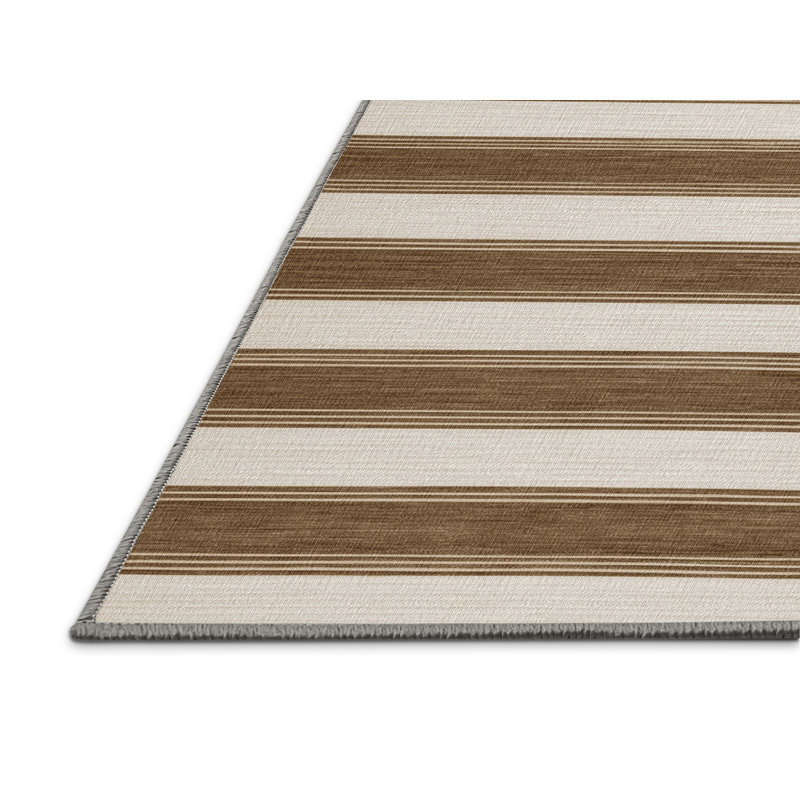 Tapis gris à rayures horizontales lavable à la machine, Rectangle 2 pi x 3 pi