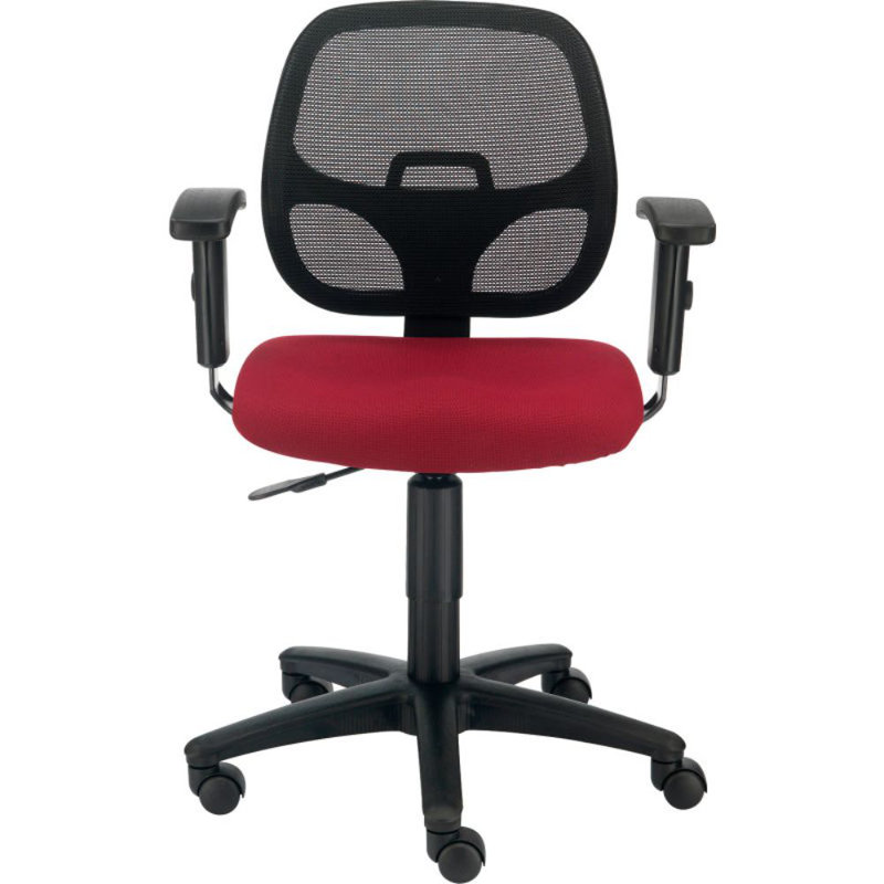 Red Mesh Mid-Back Office Chair with Adjustable Arms