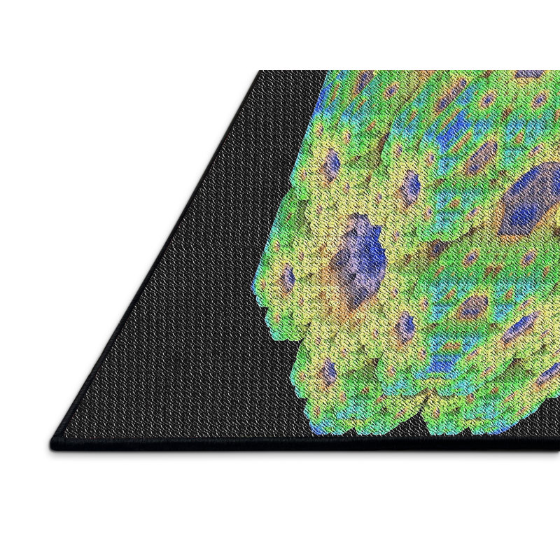 Tapis vert/bleu/noir de zone à motifs, Rectangle 2 pi x 5 pi