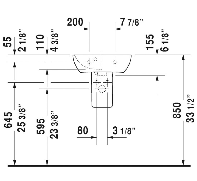 Me by Starck Ceramic 39" Wall Mount Bathroom Sink with Overflow