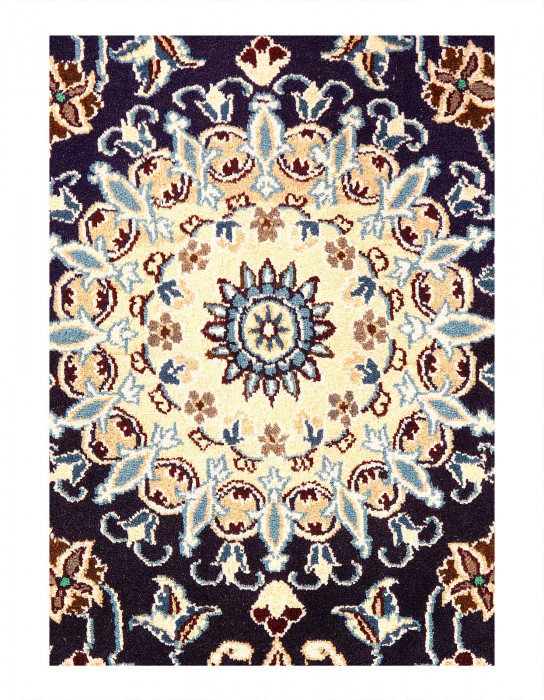 Tapis unique en laine de couleur agneau bleu marine 5 pi x 3 pi Idelisa