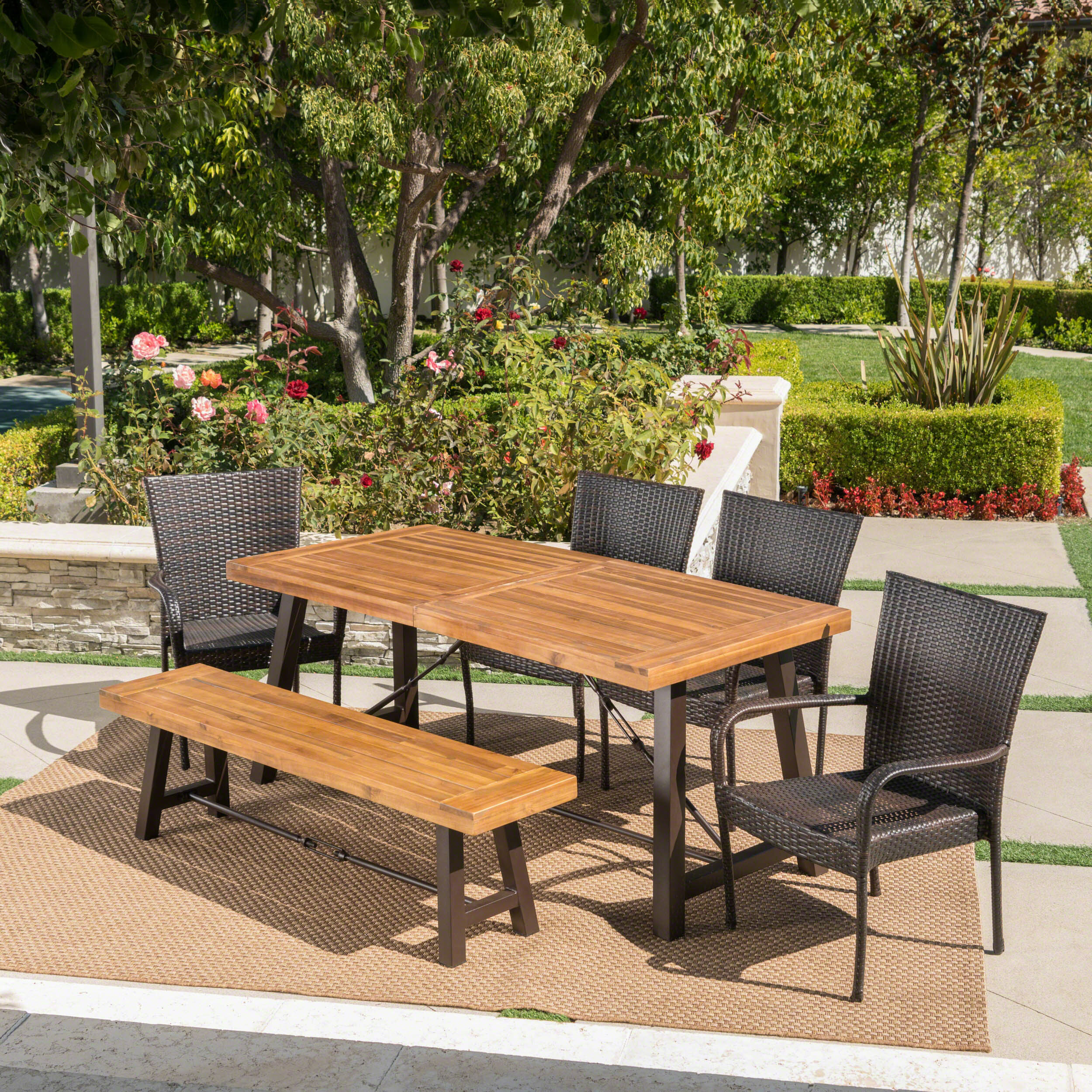 Brayden Studio® Appleton 6 - Person Rectangular Outdoor Dining Set ...