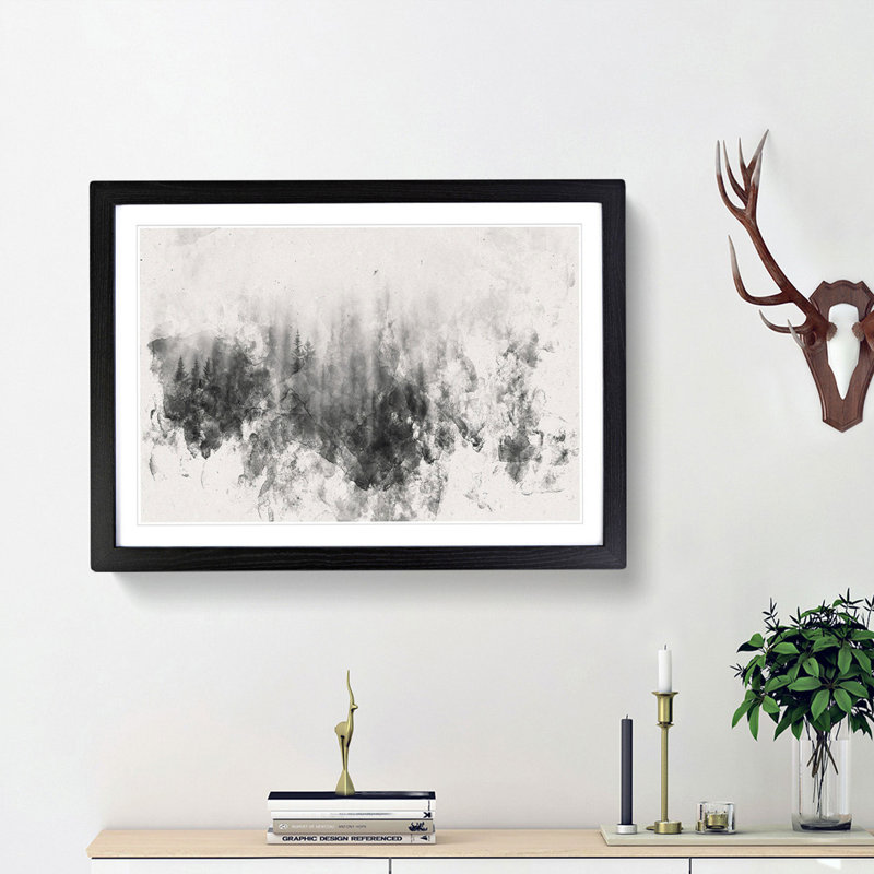 Moody Forest in Misurina Italy - Picture Frame Graphic Art Print, 62cm H x 87cm W x 2cm D, Black Framed