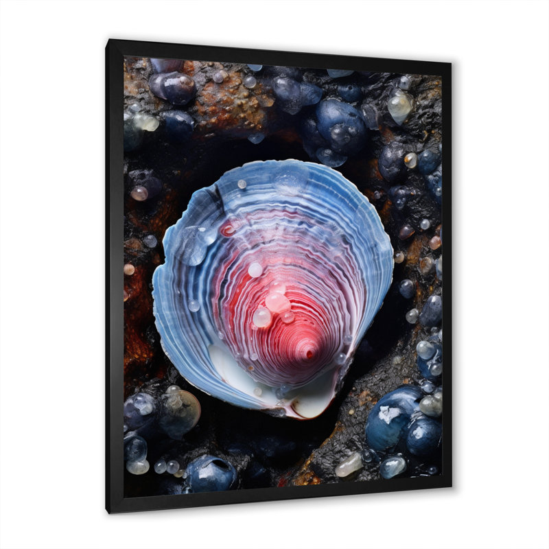 Palourdes bleues - profondeurs tachetées - imprimé, H 40 po x l 30 po x P 1,5 po, Cadre photo noir