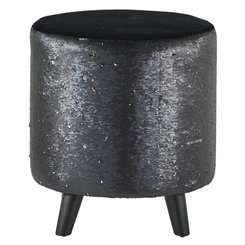 Tabouret de coiffeuse en bois massif, Argent/noir