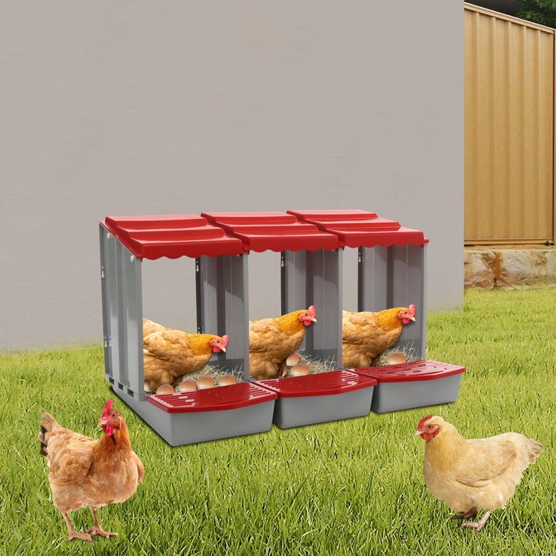 3-Compartment Chicken Nesting Box, Red