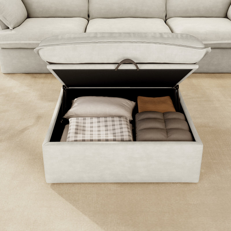 Canapé modulaire modulaire 4 pièces 4 pièces, Mélange de lin de couleur naturelle, Beige