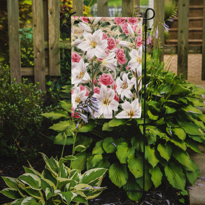 Drapeau de jardin à 2 côtés lilies et roses par sarah adams