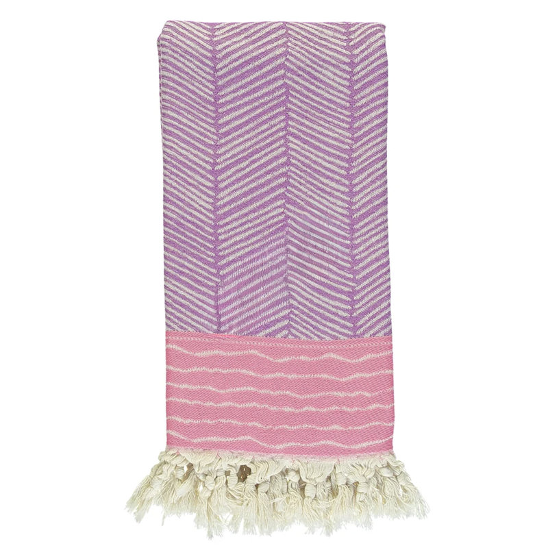 Serviette en coton mauve à rayures mauve