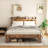 Wood Platform Bed Frame with Storage LED Light Headboard and 2 USB , Noise Free,No Box Spring Needed and Large Under Bed Storage,Dark Brown-461780404