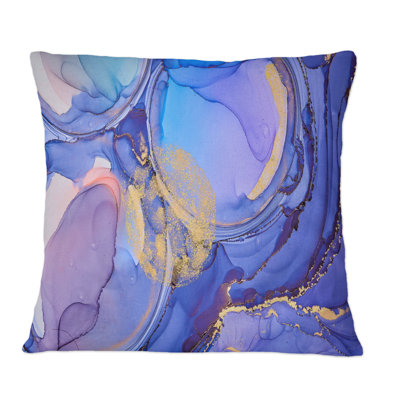 Bleu et mauve, luxe, abstrait, fluide, art X III - coussin décoratif moderne imprimé