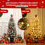 Arbre de Noël pré-éclairé 4,5 pi avec 8 modes d'éclairage et une base pour l'intérieur et l'extérieur