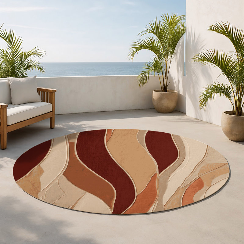 Tapis intérieur et extérieur Sunlit Strands, Rond 5 pi
