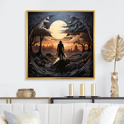" Western Lone Outlaw Papercut I "